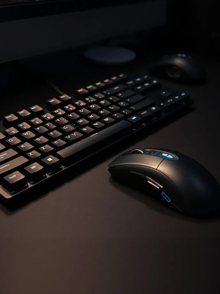 Close up of a high-end mechanical keyboard and a professiona